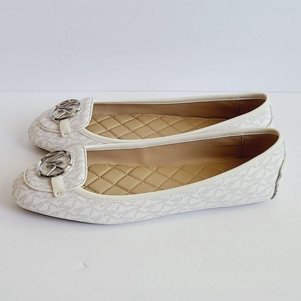 NEW Michael Kors Lillie Moccasin MK Mini Logo Shoes Size 10M White